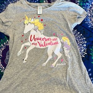 Girls Justice Valentines sequins Tshirt  sz 10. Worn 1x